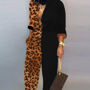Half cheetah half black jumpsuit